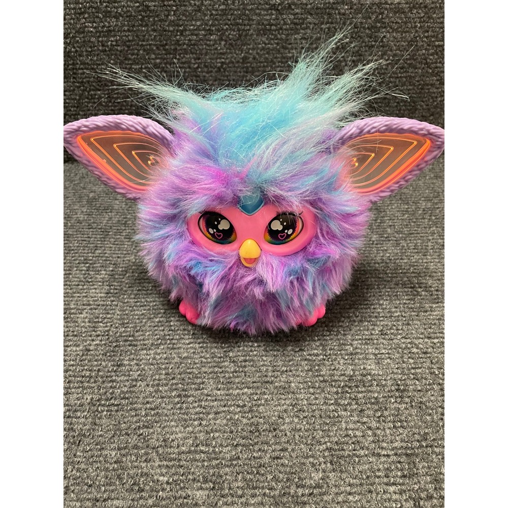 Hasbro Furby 2023 Purple Teal Interactive Plush Toy Light Up Ears Electronic Pet